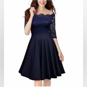 Skater Navy Lace Dress Missmay Retro Sz.S